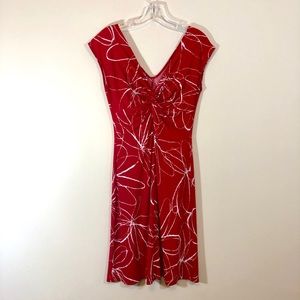Red and White Abstract Dress, Size 8